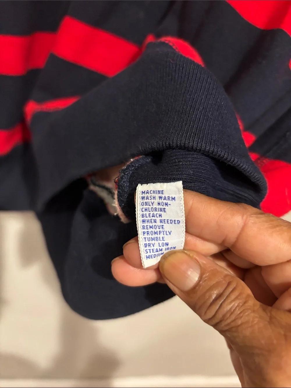 Polo by Ralph Lauren Navy and Red Striped Half-Zip Sweater
